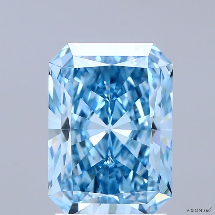 2.19ct Radiant FANCY VIVID BLUE VS1 Lab Created Diamond