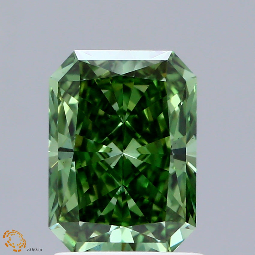 1.55ct Radiant FANCY VIVID GREEN VS1 Lab Created Diamond