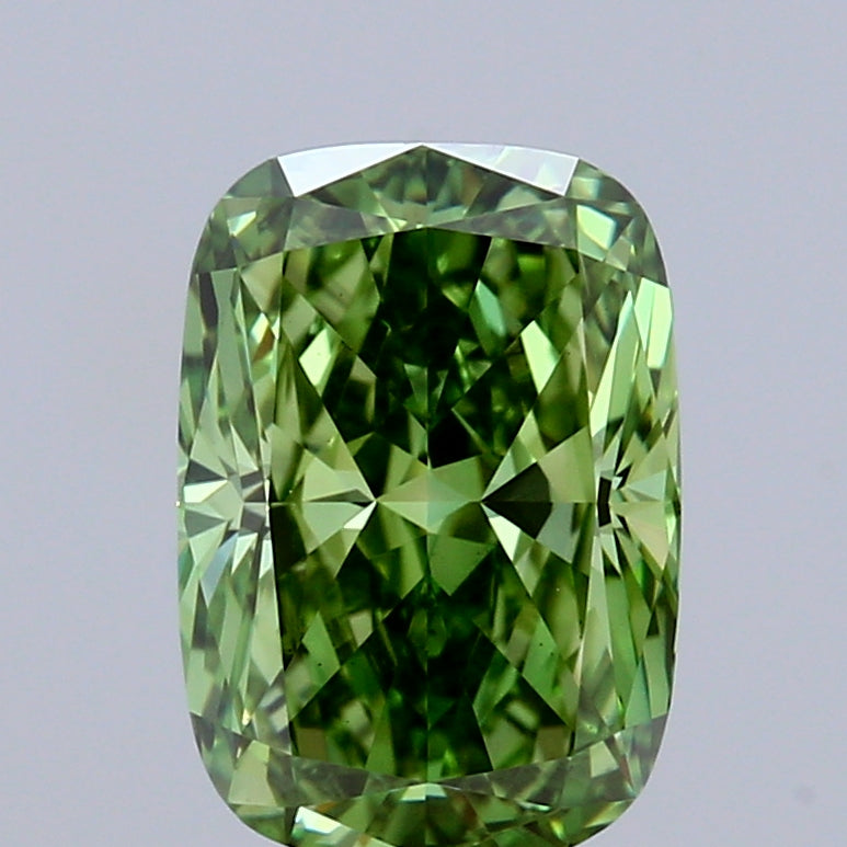 1.58ct Cushion FANCY VIVID GREEN VS1 Lab Created Diamond
