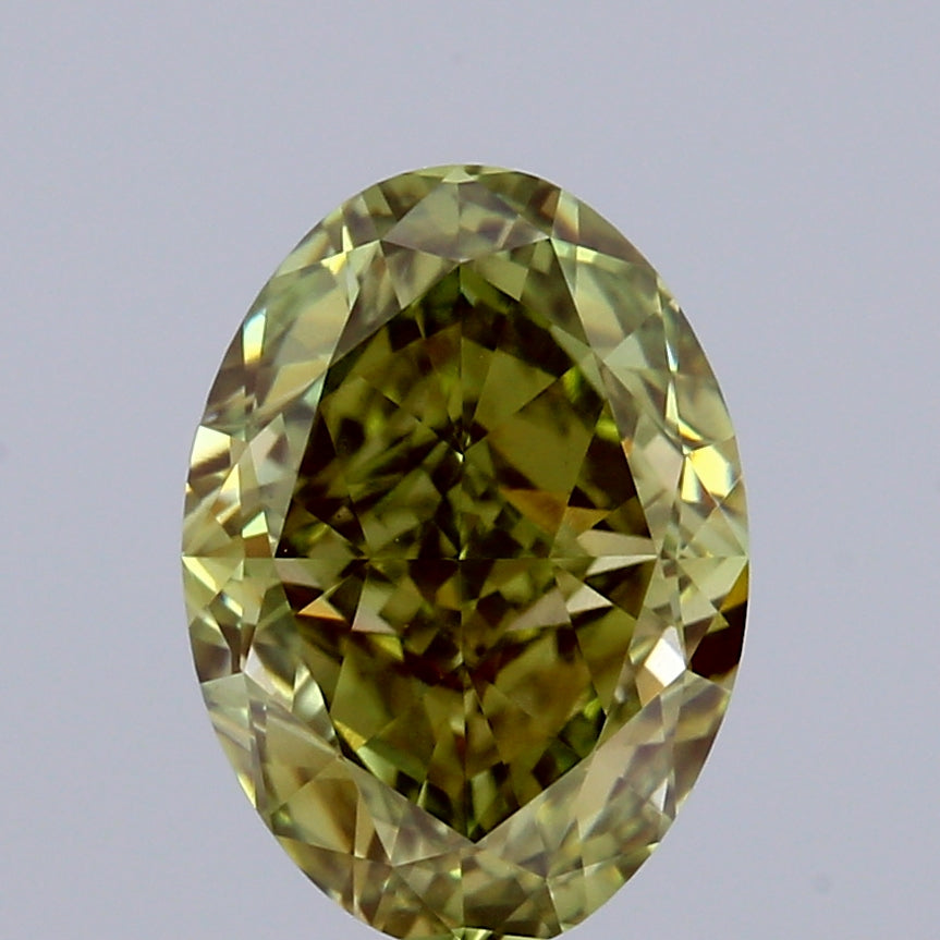 2.03ct Oval FANCY VIVID GREEN VVS2 Lab Created Diamond