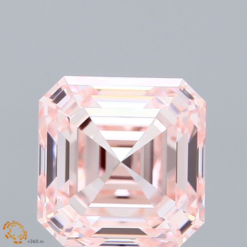 4.01ct Asscher FANCY PINK VVS2 Lab Created Diamond
