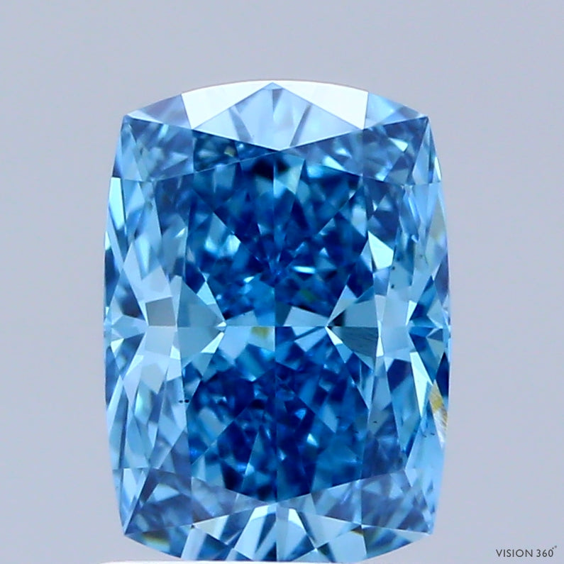 1.51ct Cushion FANCY VIVID BLUE VS1 Lab Created Diamond