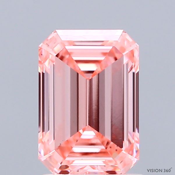 1.51ct Emerald FANCY VIVID PINK VS2 Lab Created Diamond