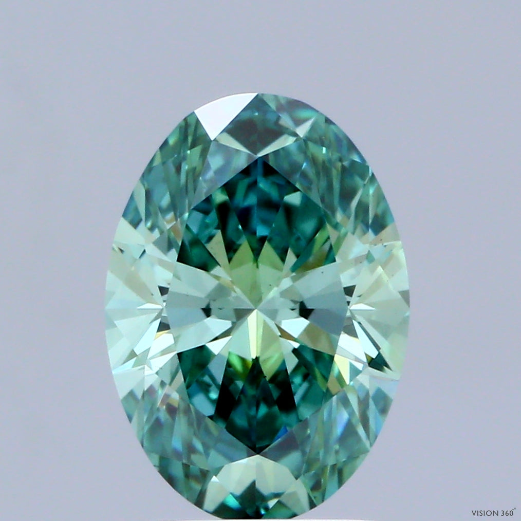 1.88ct Oval FANCY VIVID GREEN VS1 Lab Created Diamond