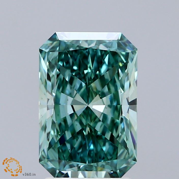 2.16ct Radiant FANCY VIVID GREEN VS2 Lab Created Diamond