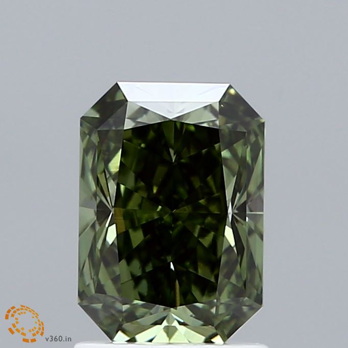 1.62ct Radiant FANCY VIVID GREEN VS2 Lab Created Diamond