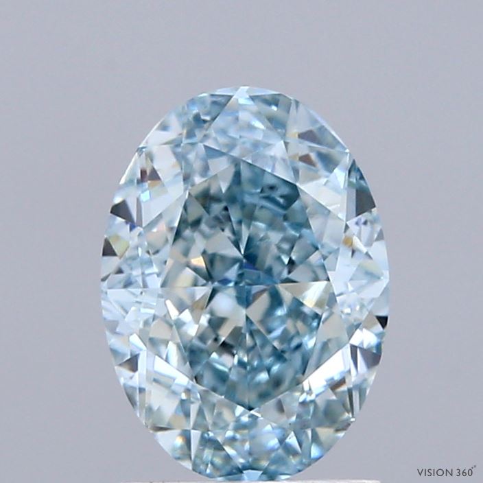2.04ct Oval FANCY INTENSE BLUISH GREEN VS1 Lab Created Diamond
