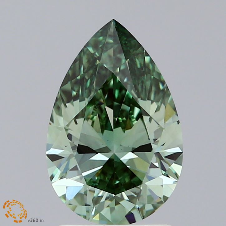 2.02ct Pear FANCY VIVID GREEN VS1 Lab Created Diamond