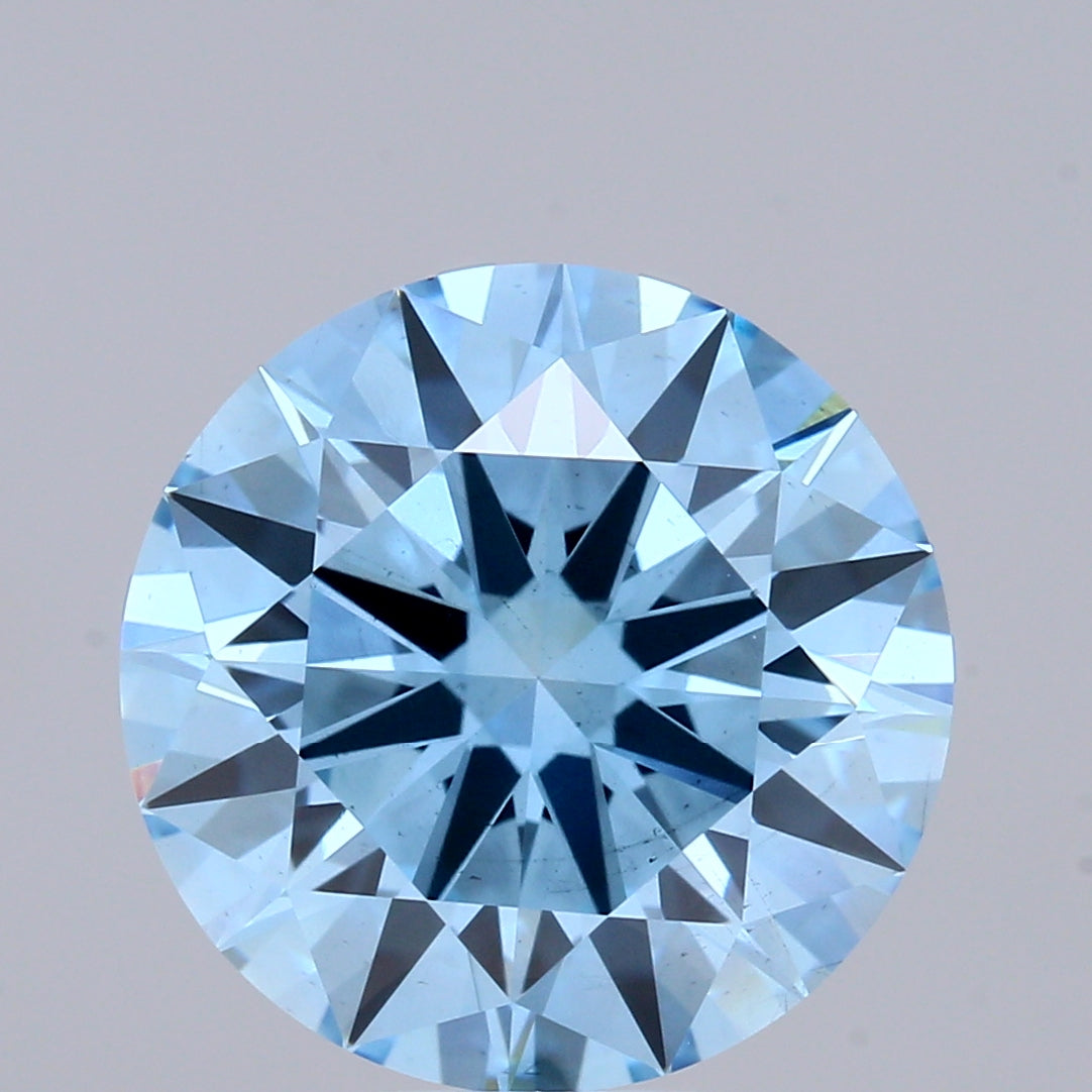 4.05ct Round FANCY VIVID BLUE VS2 Lab Created Diamond