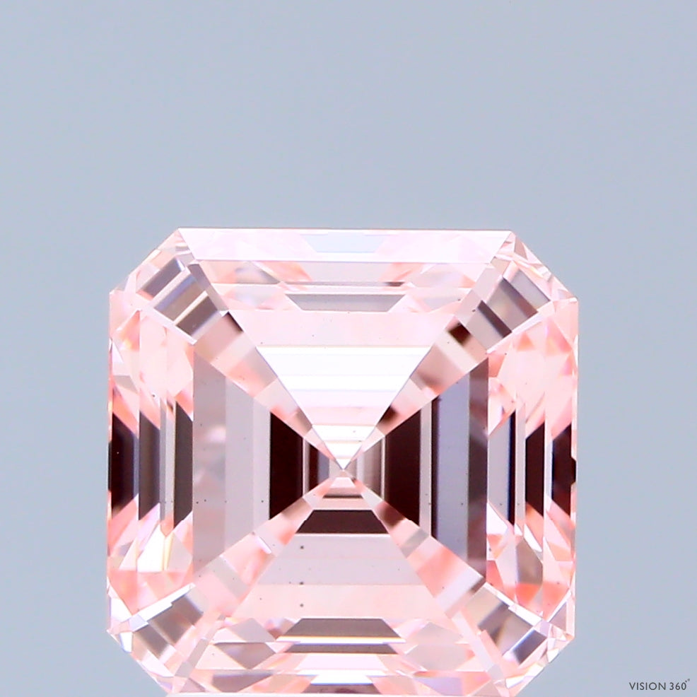 3ct Asscher FANCY INTENSE PINK VS2 Lab Created Diamond