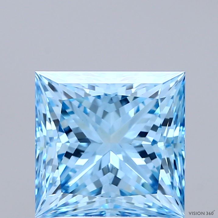 2.69ct Princess FANCY VIVID BLUE VS1 Lab Created Diamond
