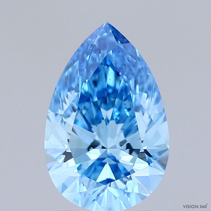 1.55ct Pear FANCY VIVID BLUE VS1 Lab Created Diamond
