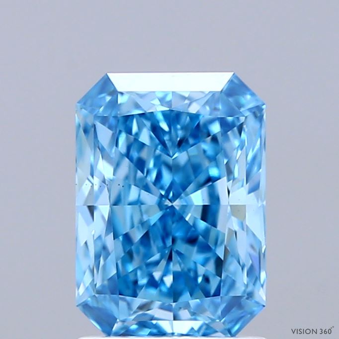 1.58ct Radiant FANCY VIVID BLUE VS1 Lab Created Diamond