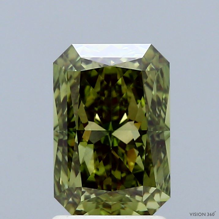 2.09ct Radiant FANCY VIVID GREEN VVS2 Lab Created Diamond