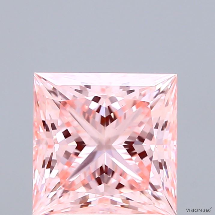 2.59ct Princess FANCY INTENSE PINK VS1 Lab Created Diamond