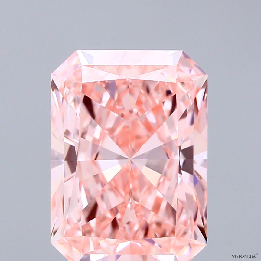 4.01ct Radiant FANCY VIVID PINK VVS2 Lab Created Diamond