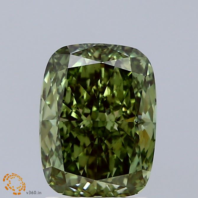2.12ct Cushion FANCY VIVID GREEN VS1 Lab Created Diamond