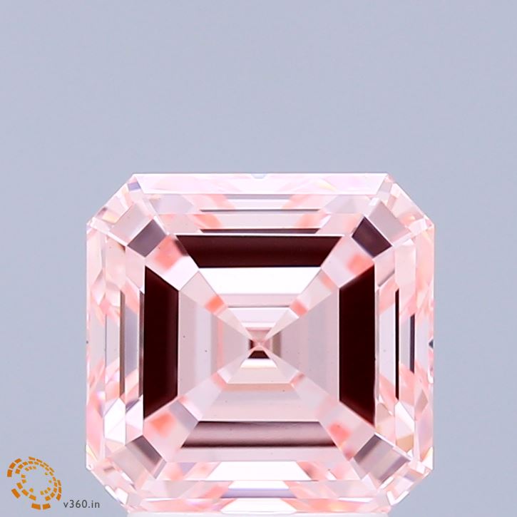 3.07ct Asscher FANCY INTENSE PINK VS1 Lab Created Diamond