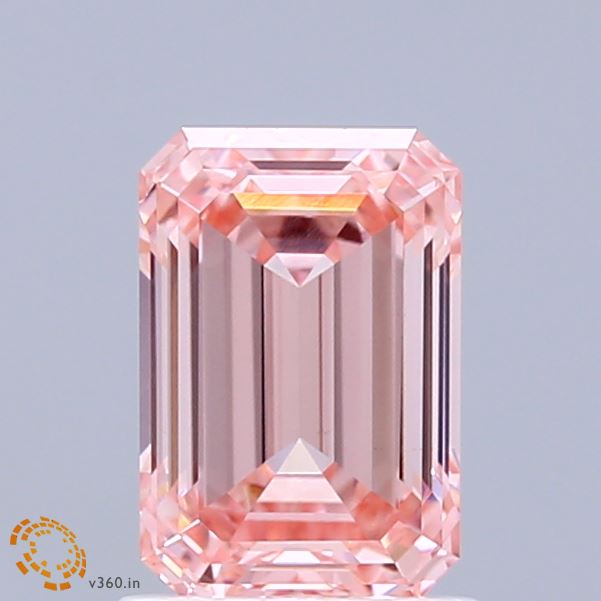 1.45ct Emerald FANCY VIVID PINK VS1 Lab Created Diamond