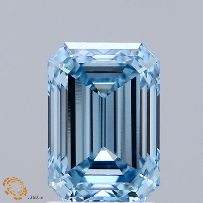 2.08ct Emerald FANCY VIVID BLUE VVS2 Lab Created Diamond