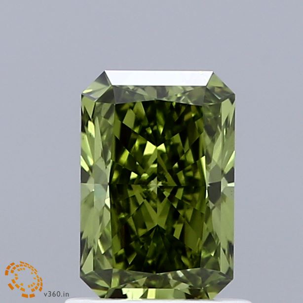 1.07ct Radiant FANCY VIVID GREEN VVS2 Lab Created Diamond