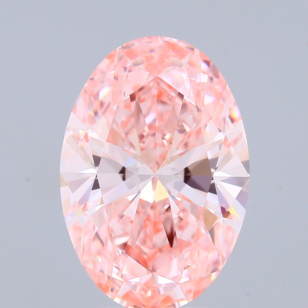 3.02ct Oval FANCY VIVID PINK VVS2 Lab Created Diamond
