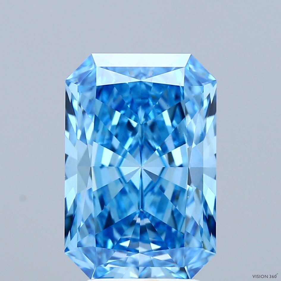 4ct Radiant FANCY VIVID BLUE VVS2 Lab Created Diamond