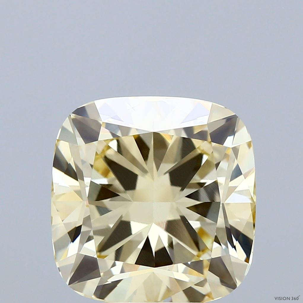 6.6ct Cushion FANCY LIGHT YELLOW VVS2 Lab Created Diamond