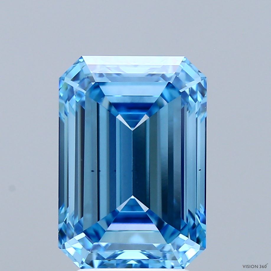 4.5ct Emerald FANCY VIVID BLUE VS1 Lab Created Diamond