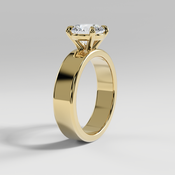 SARAH - Round 5mm Flat Solitaire Engagement Ring with Polished Band