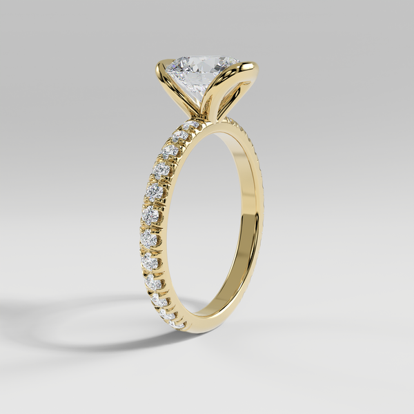 MAYA - Round Solitaire Engagement Ring with Pavé and Half Bezel Setting