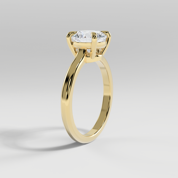 PAISLEY - Round Solitaire Engagement Ring with Low-Set Donut Basket and Polished Band