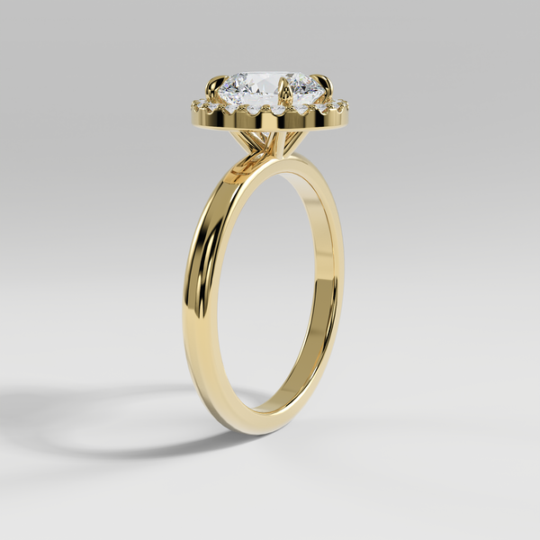 ELIANA - Round Halo Engagement Ring with Polished Band