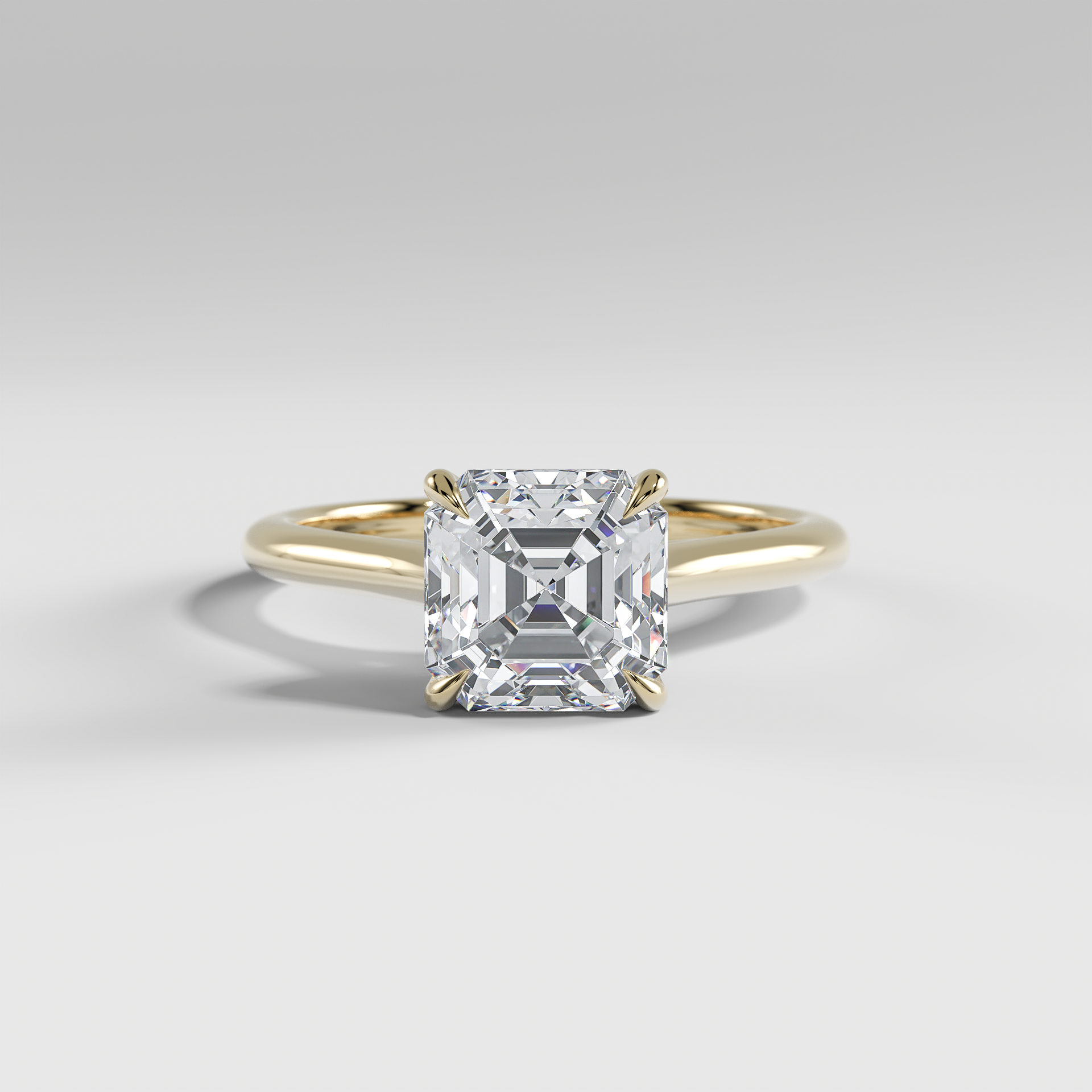 SOPHIA - Asscher Solitaire Engagement Ring with Polished Cathedral Band