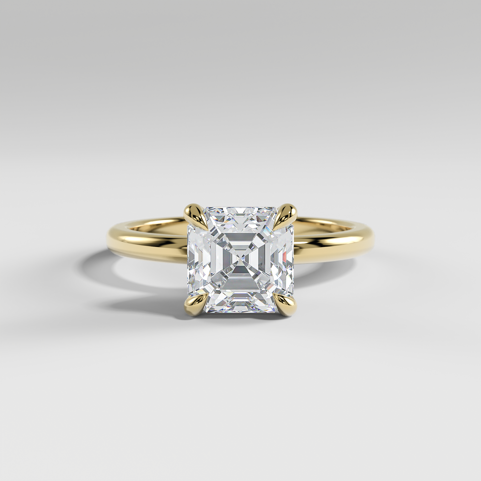 ARIANA - Asscher Solitaire Engagement Ring with Polished Band and Open Basket Setting