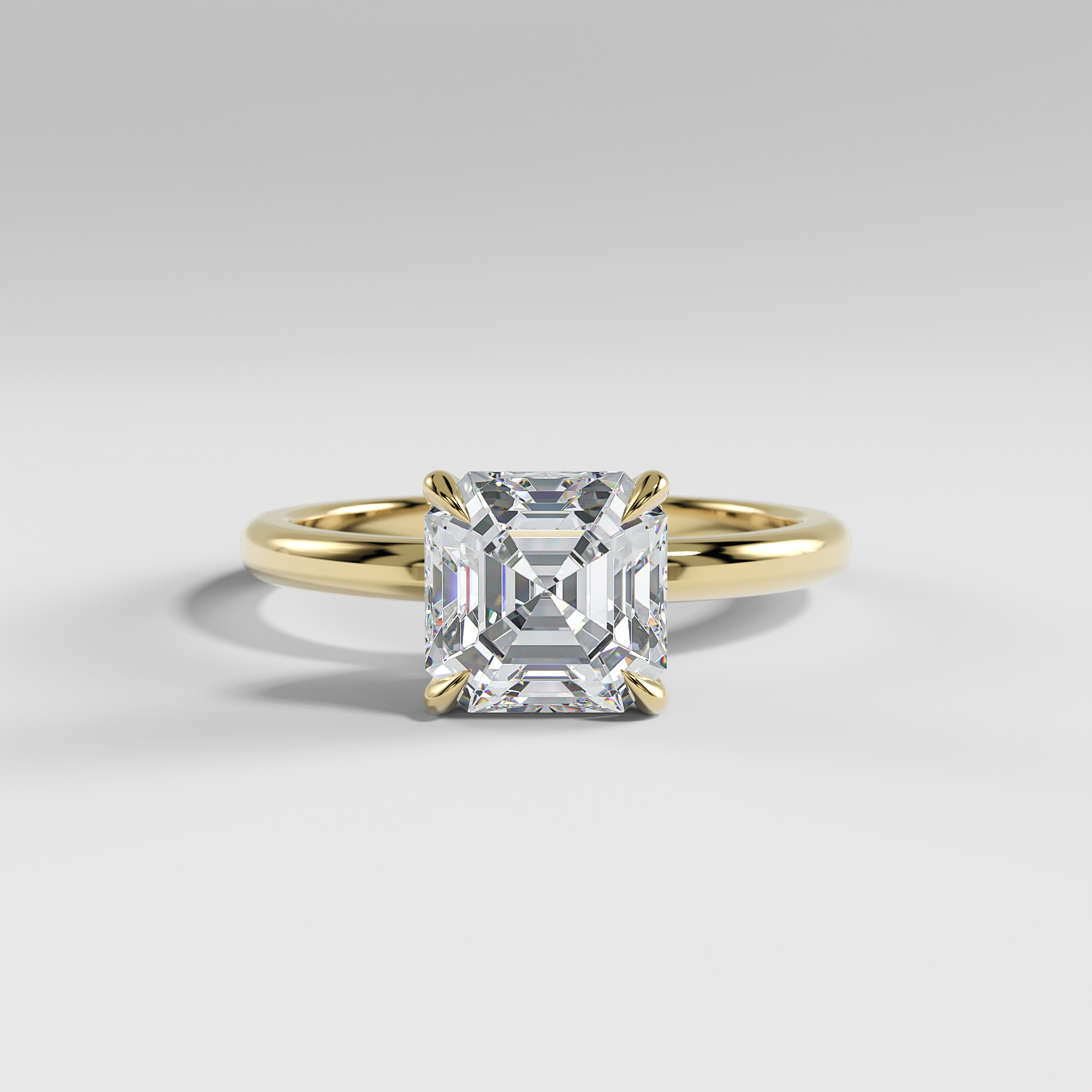 MIA - Asscher Solitaire Engagement Ring with Polished Band