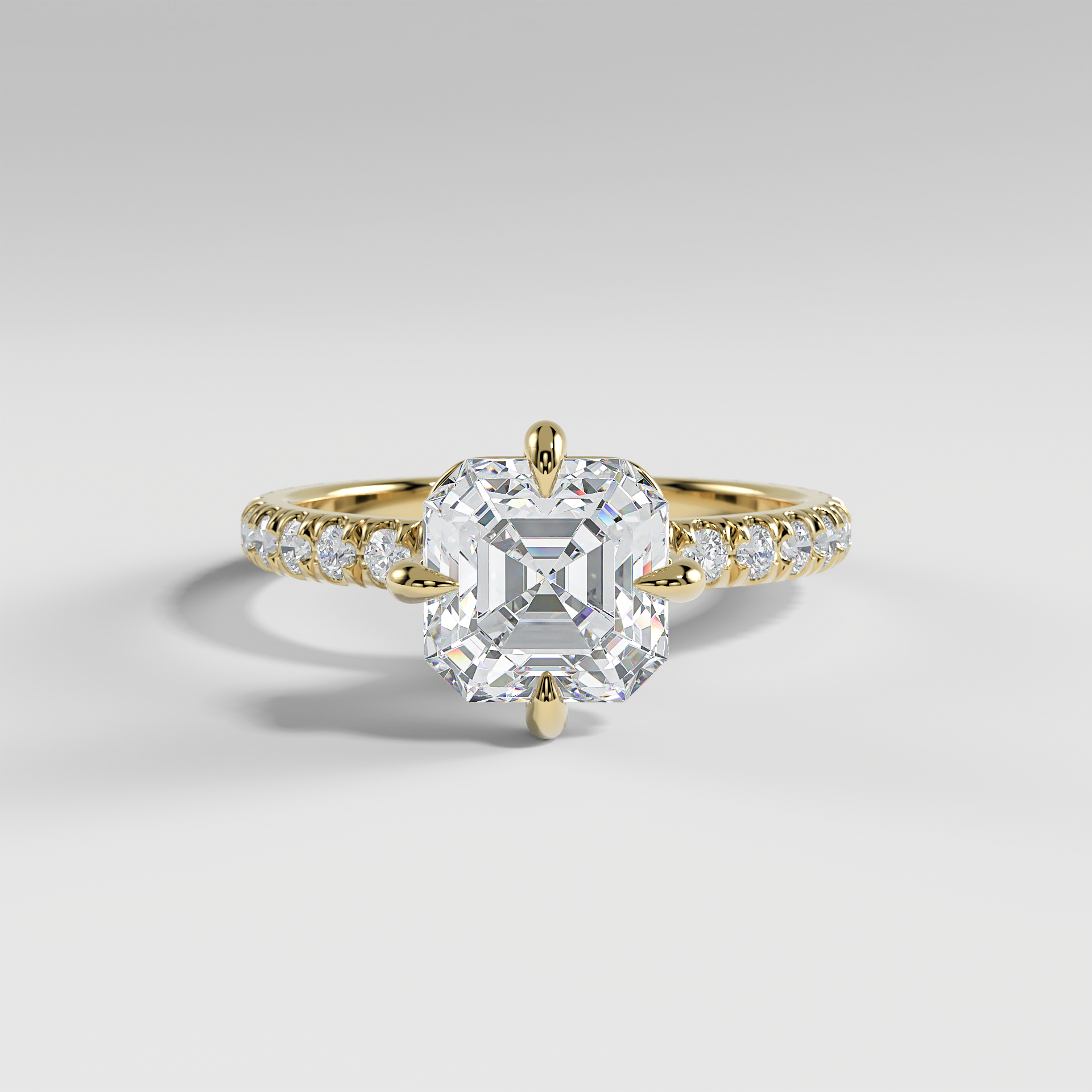 ANNA - Asscher North–South Solitaire Engagement Ring with Pavé Diamond