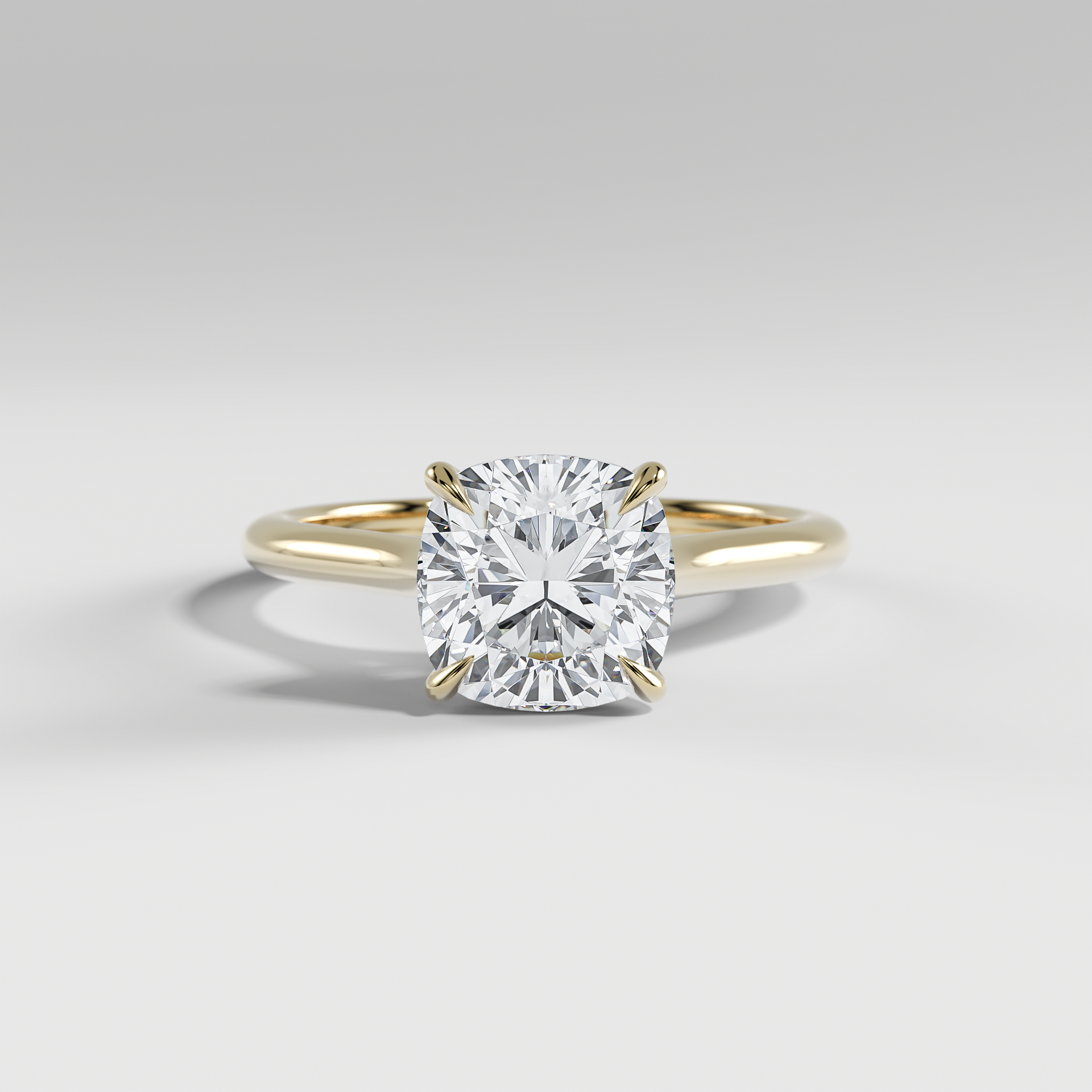 SOPHIA - Cushion Solitaire Engagement Ring with Polished Cathedral Band