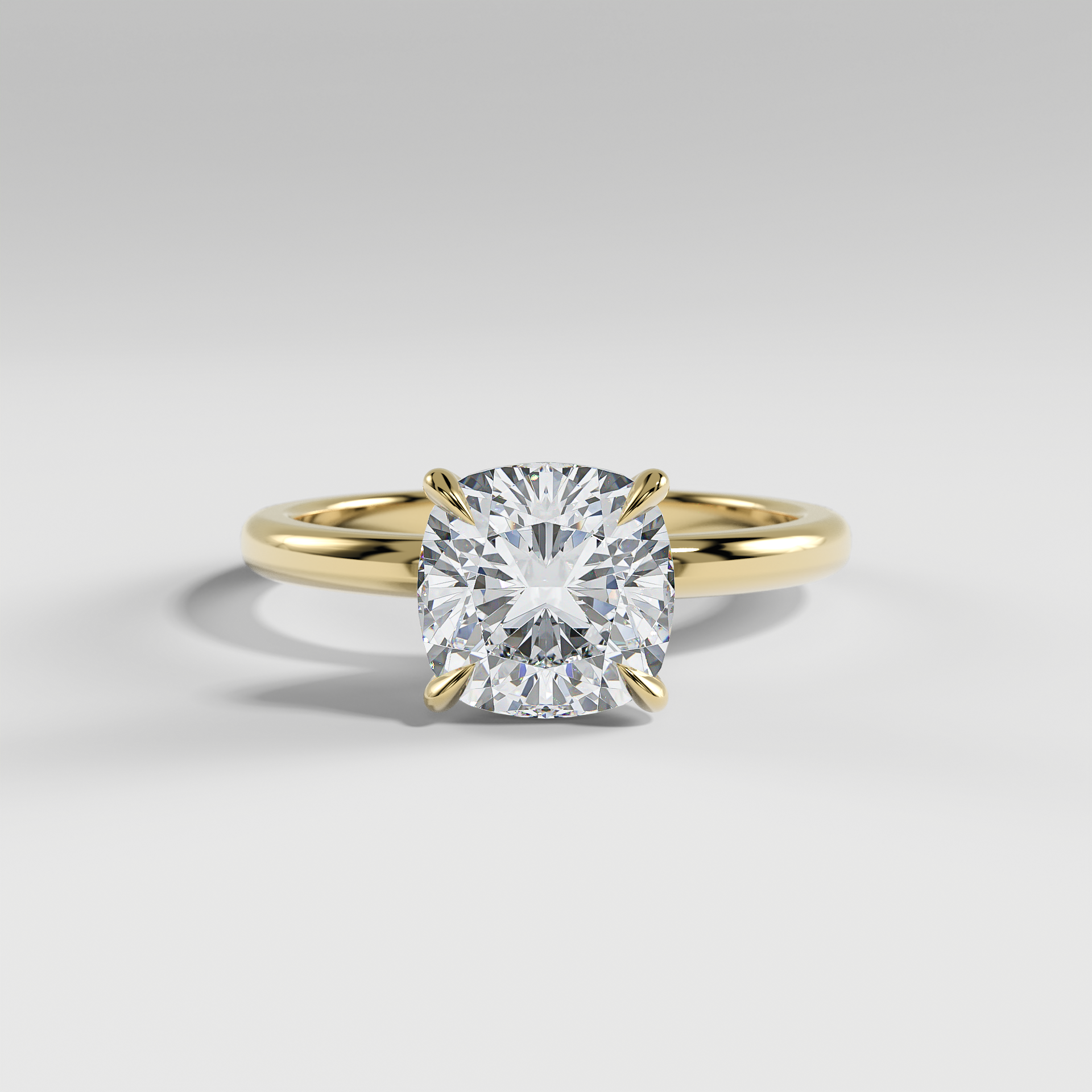 MIA - Cushion Solitaire Engagement Ring with Polished Band