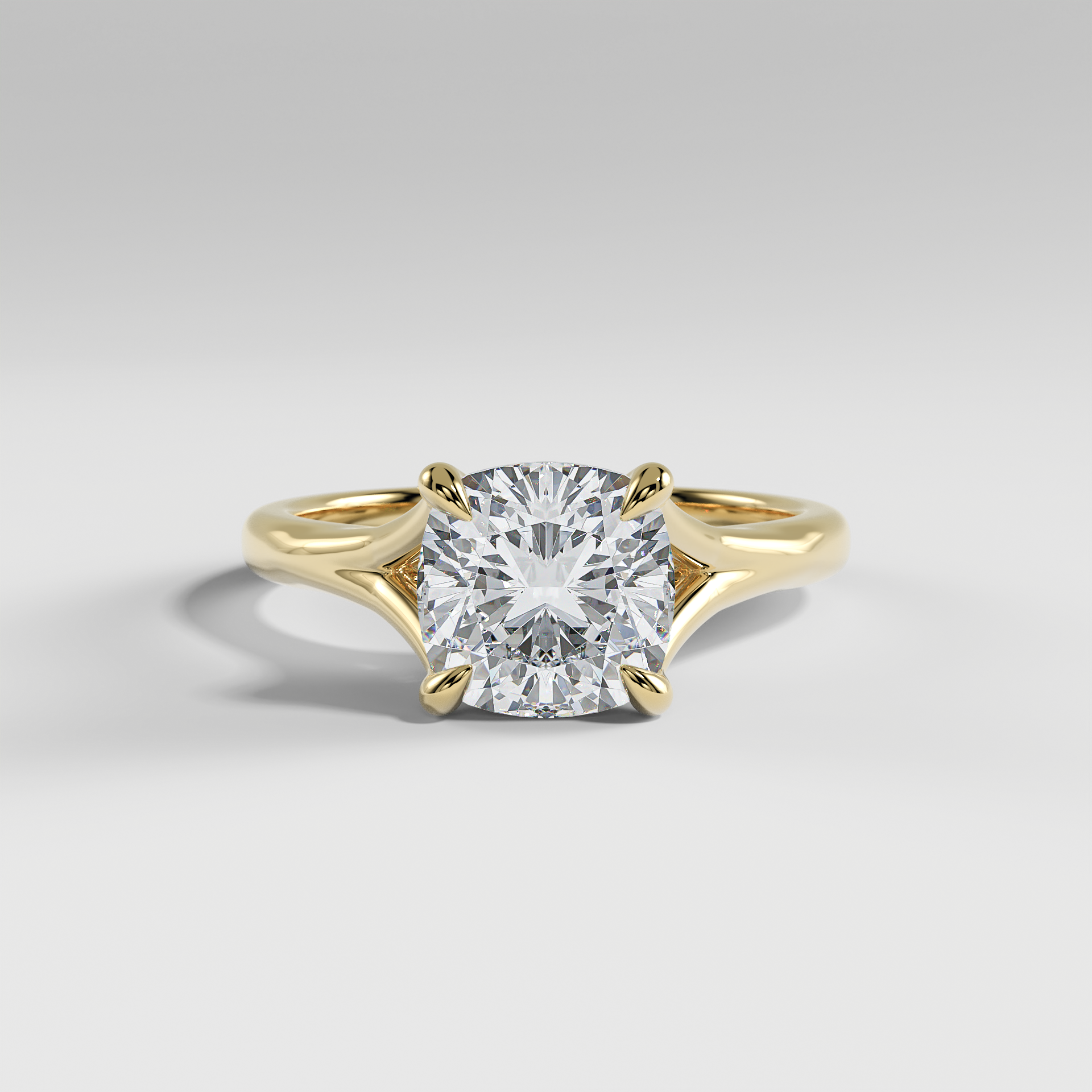 VIVIAN - Cushion Solitaire Engagement Ring with Polished Split Band