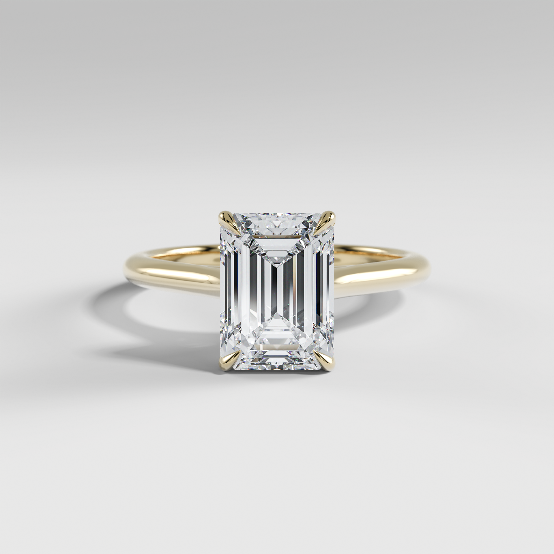 SOPHIA - Emerald Solitaire Engagement Ring with Polished Cathedral Band