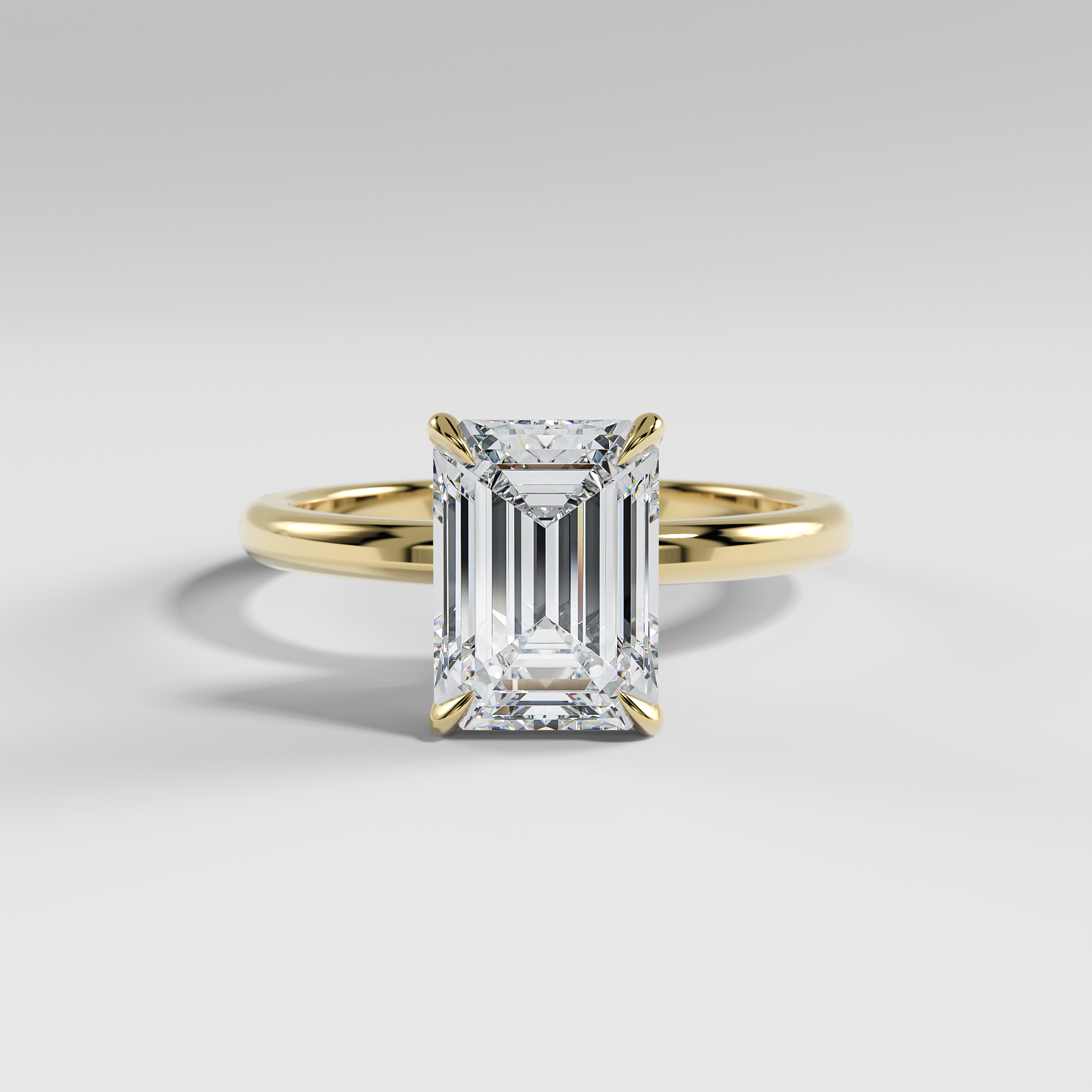 MIA - Emerald Solitaire Engagement Ring with Polished Band