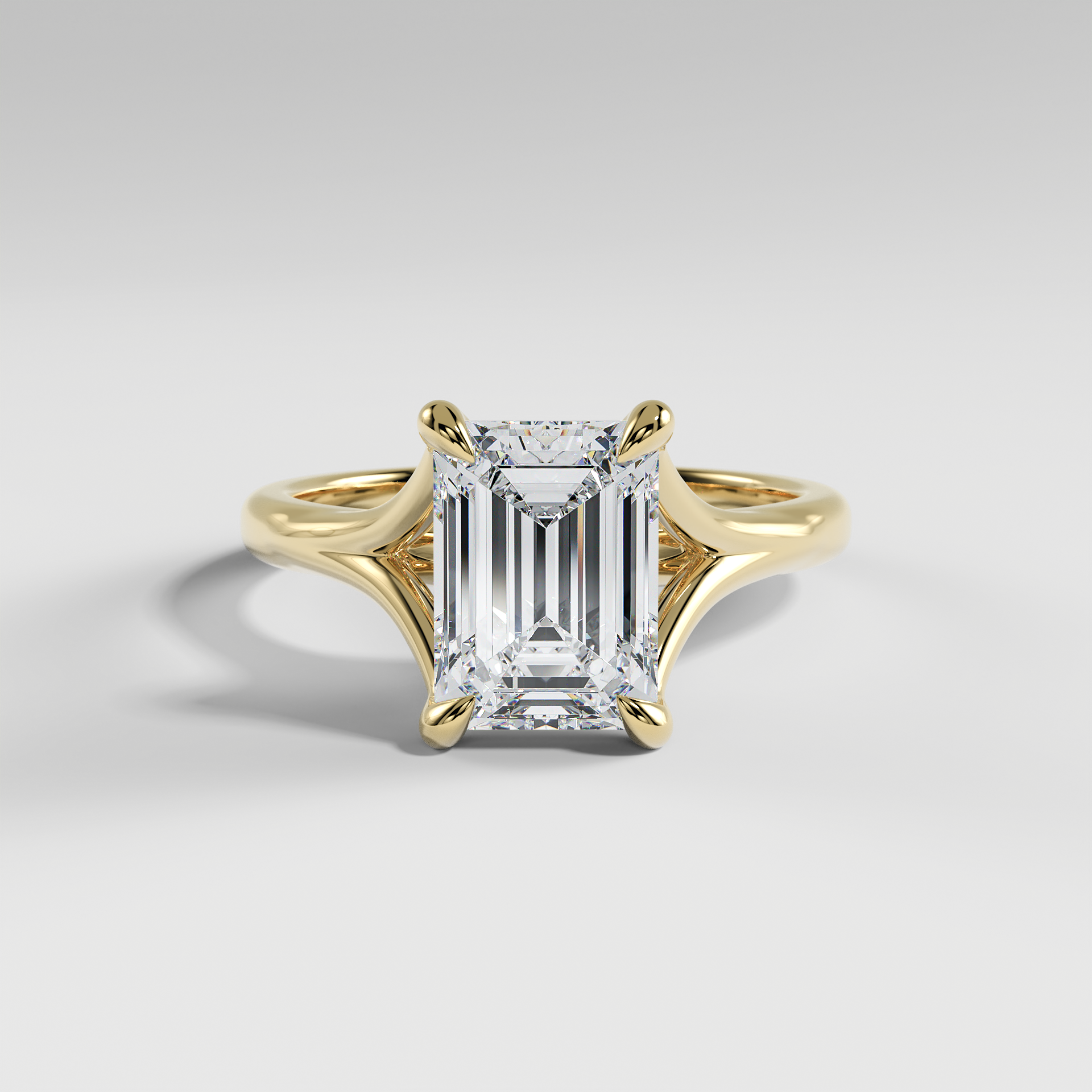 VIVIAN - Emerald Solitaire Engagement Ring with Polished Split Band