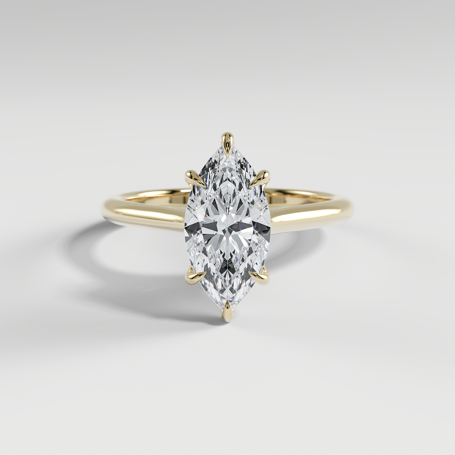 SOPHIA - Marquise Solitaire Engagement Ring with Polished Cathedral Band