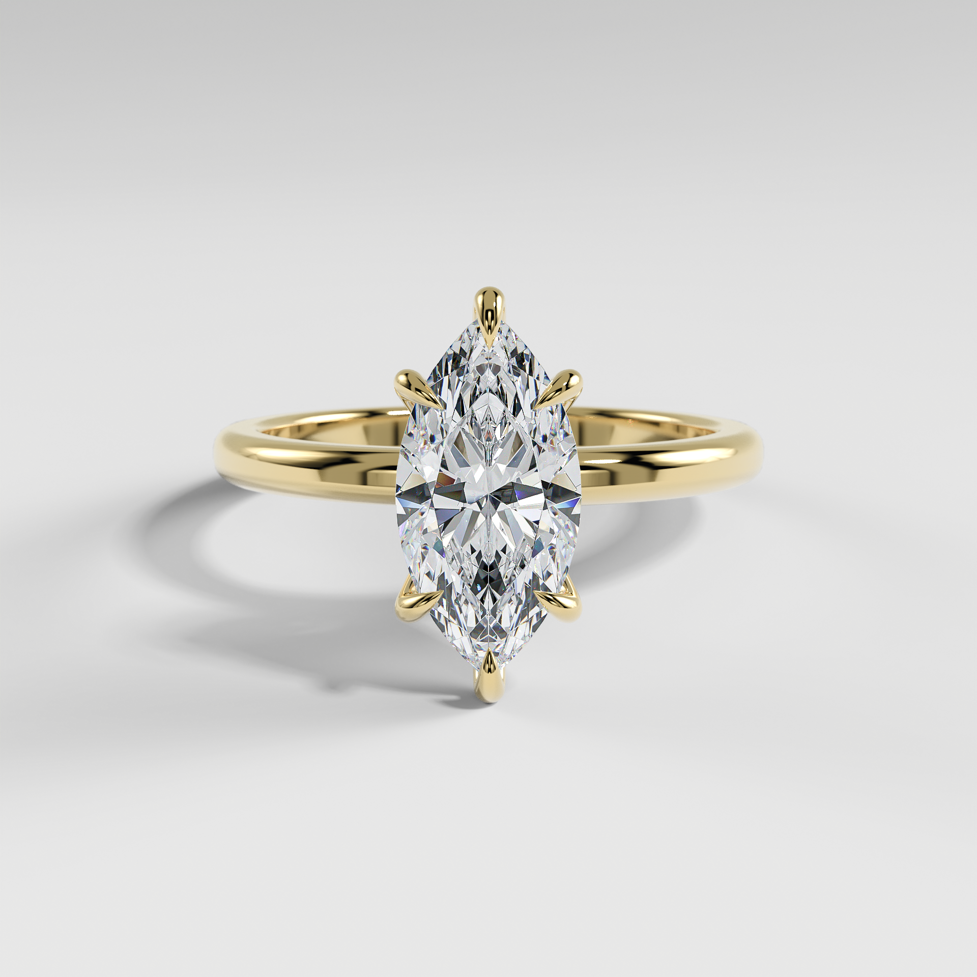 MIA - Marquise Solitaire Engagement Ring with Polished Band