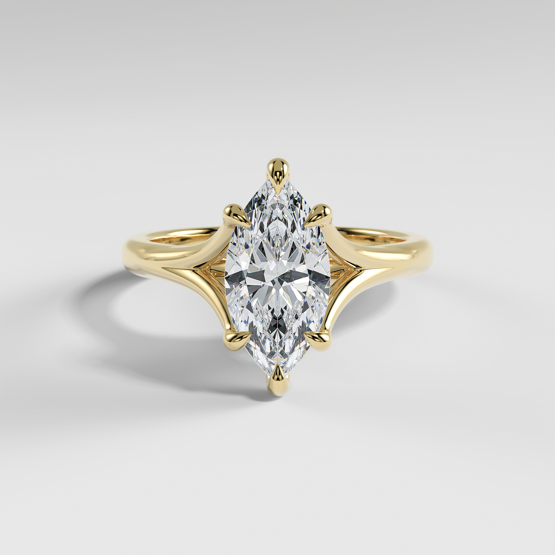 VIVIAN - Marquise Solitaire Engagement Ring with Polished Split Band