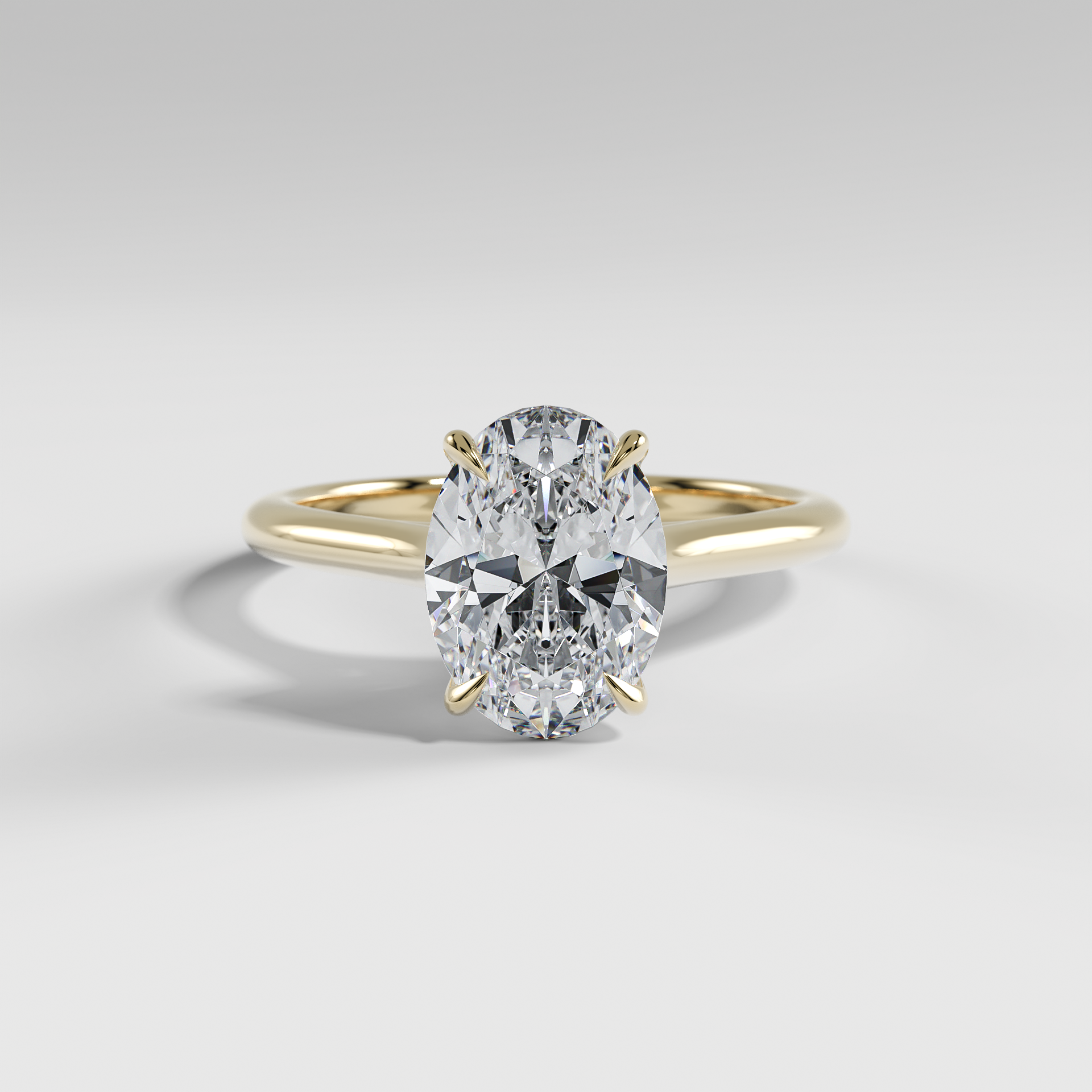 SOPHIA - Oval Solitaire Engagement Ring with Polished Cathedral Band