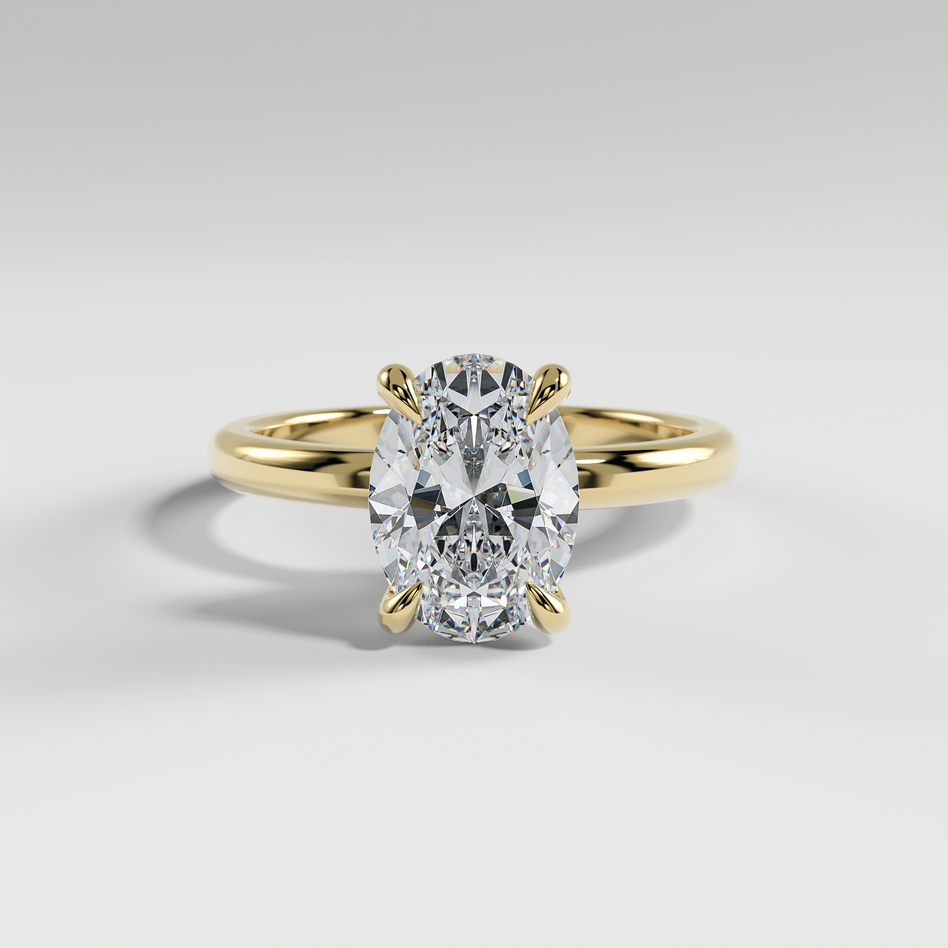 ARIANA - Oval Solitaire Engagement Ring with Polished Band and Open Basket Setting
