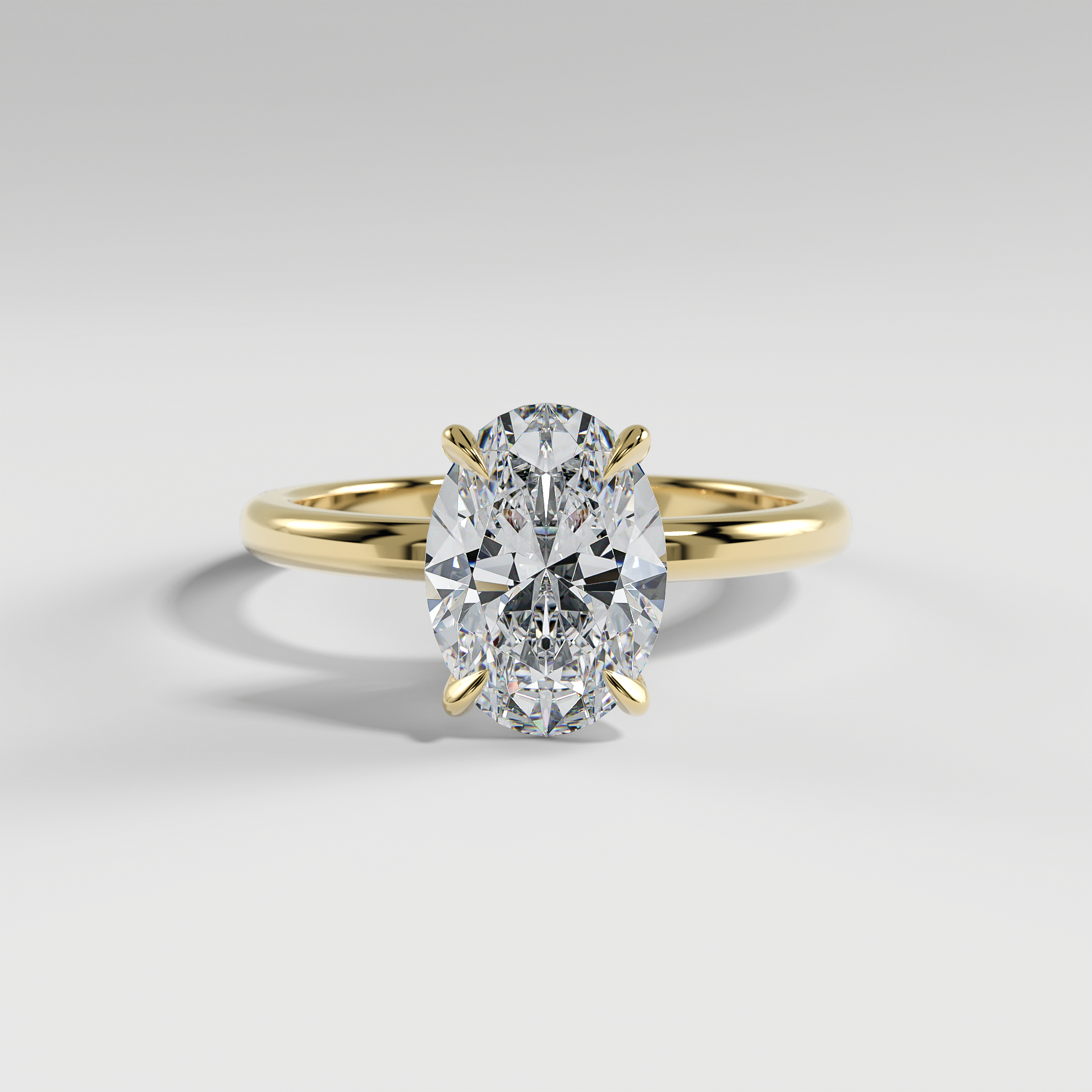 MIA - Oval Solitaire Engagement Ring with Polished Band