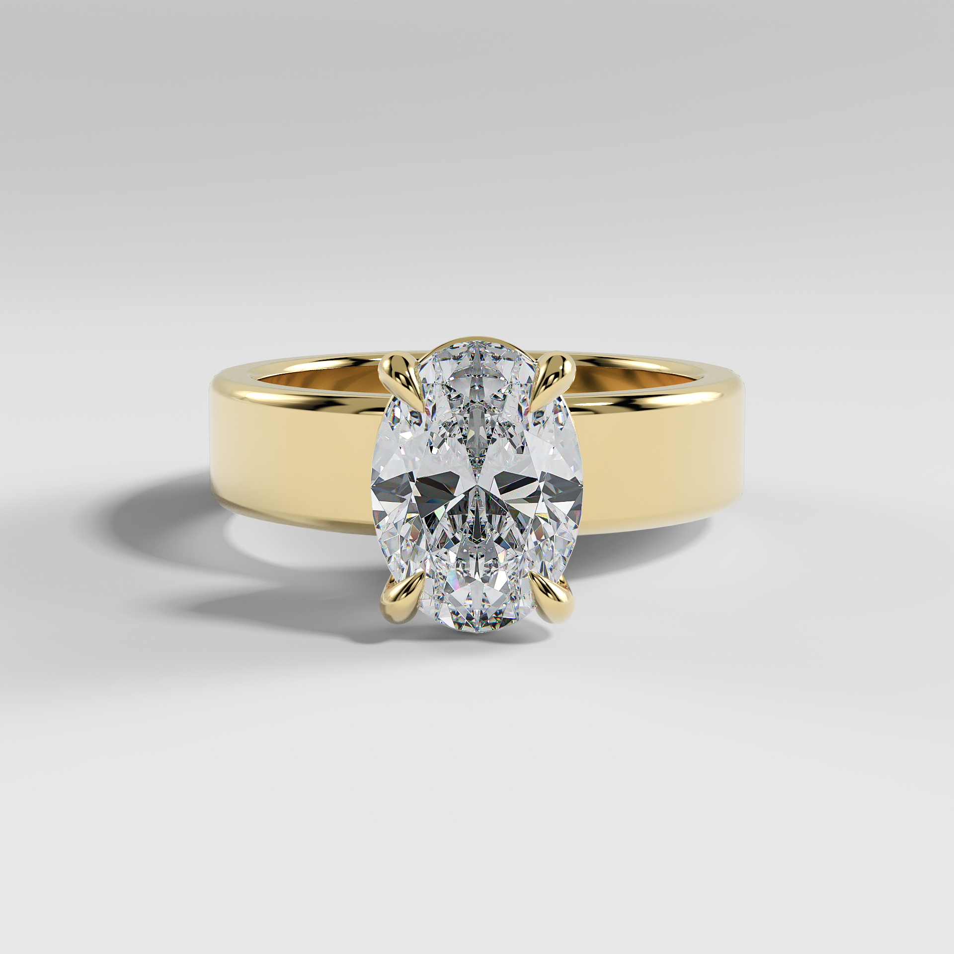 SARAH - Oval 5mm Flat Solitaire Engagement Ring with Polished Band